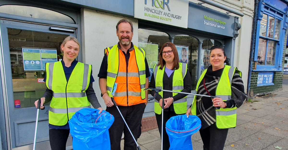 Hinckley & Rugby Building Society donates £500 of litter-picking equipment to local environmental group