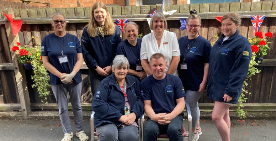 Picture shows Marie from our branch in South Wigston visiting the volunteers at the Pantry Nook