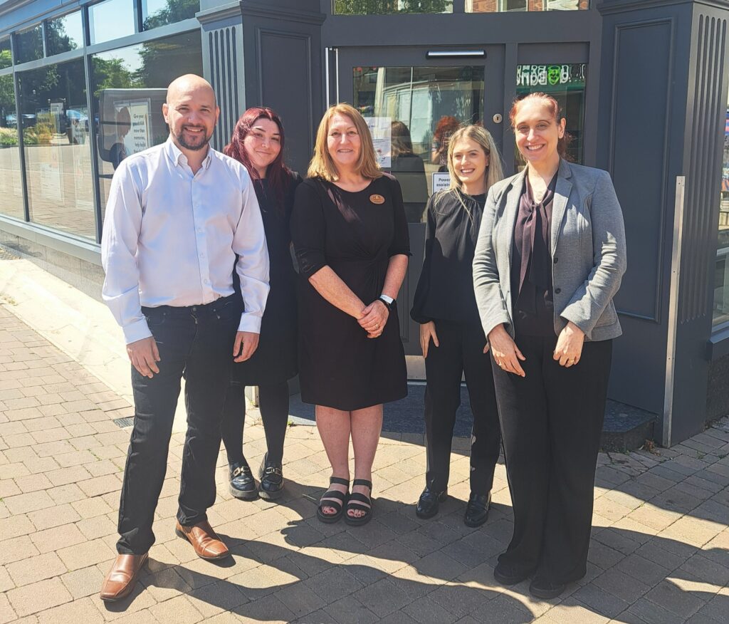 Staff team outside the branch at Castle Street in Hinckley