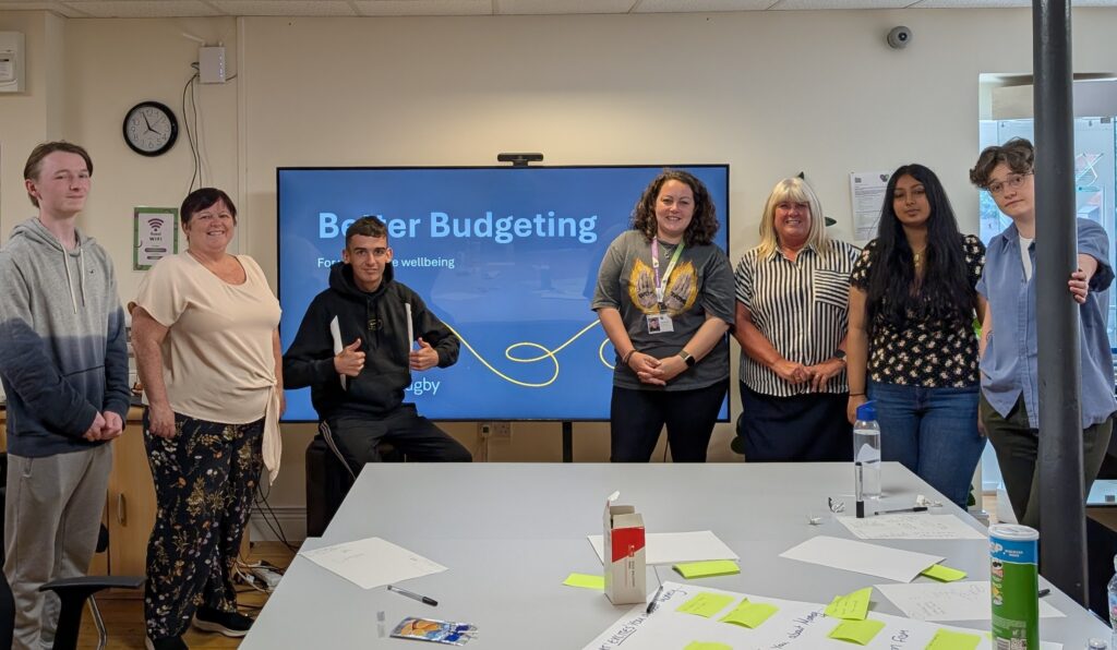 A budgeting session for young people at Leicestershire Cares premises